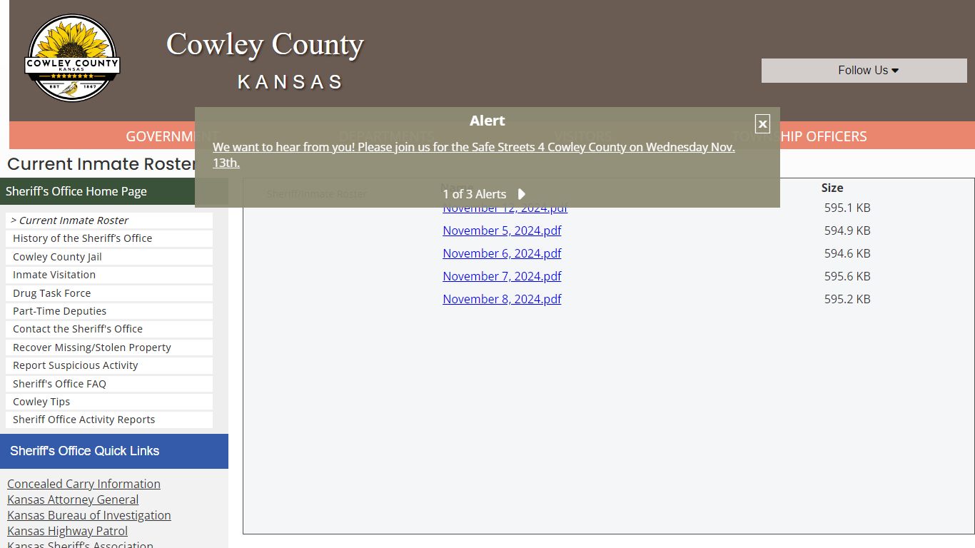 Cowley County, Kansas - Current Inmate Roster